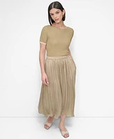 Dkny Women's Crushed Crease Pull-On Midi Skirt