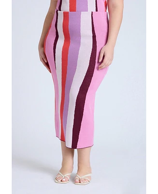 Eloquii Women's Intarsia Column Skirt
