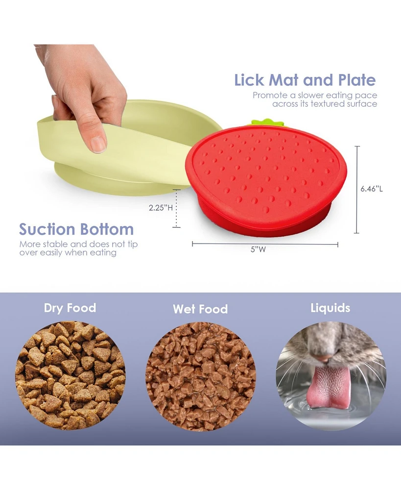P.t. Supply Co. Lilac Small Flower-Shaped Silicone Pet Bowl with Non-Slip Suction Base