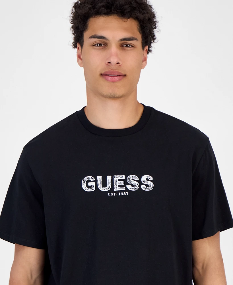 Guess Men's Short Sleeve Embroidered Logo Crewneck T-Shirt