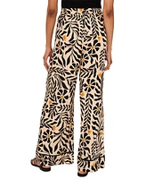 1.state Women's Floral Print Drawstring-Waist Wide-Leg Pants