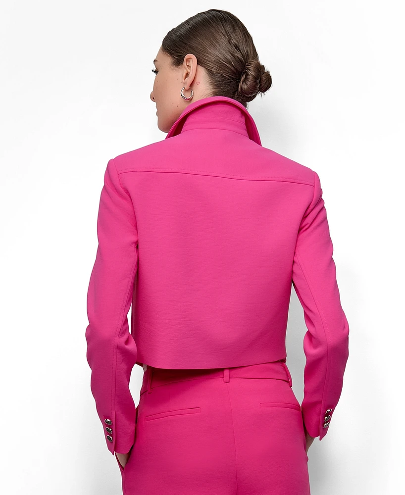 Dkny Women's Aero Crepe Button-Front Cropped Jacket