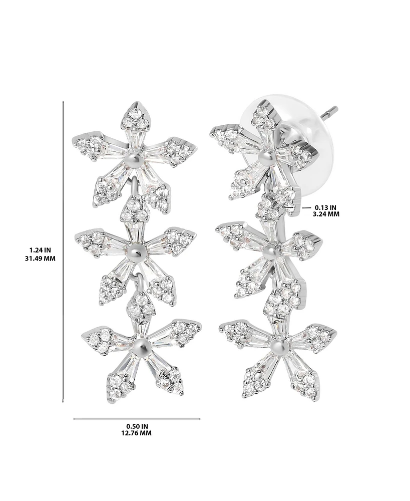 Jessica Simpson Crystal Snowflake Drop Earrings - Silver