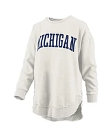 Pressbox Women's Oatmeal Michigan Wolverines Melange Poncho Vintage Fleece Long Sleeve Pullover Sweatshirt