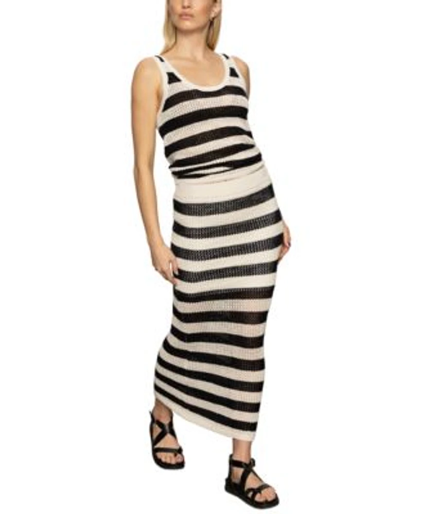 Sanctuary Womens Cotton Striped Mesh Stitch Tank Top Maxi Skirt