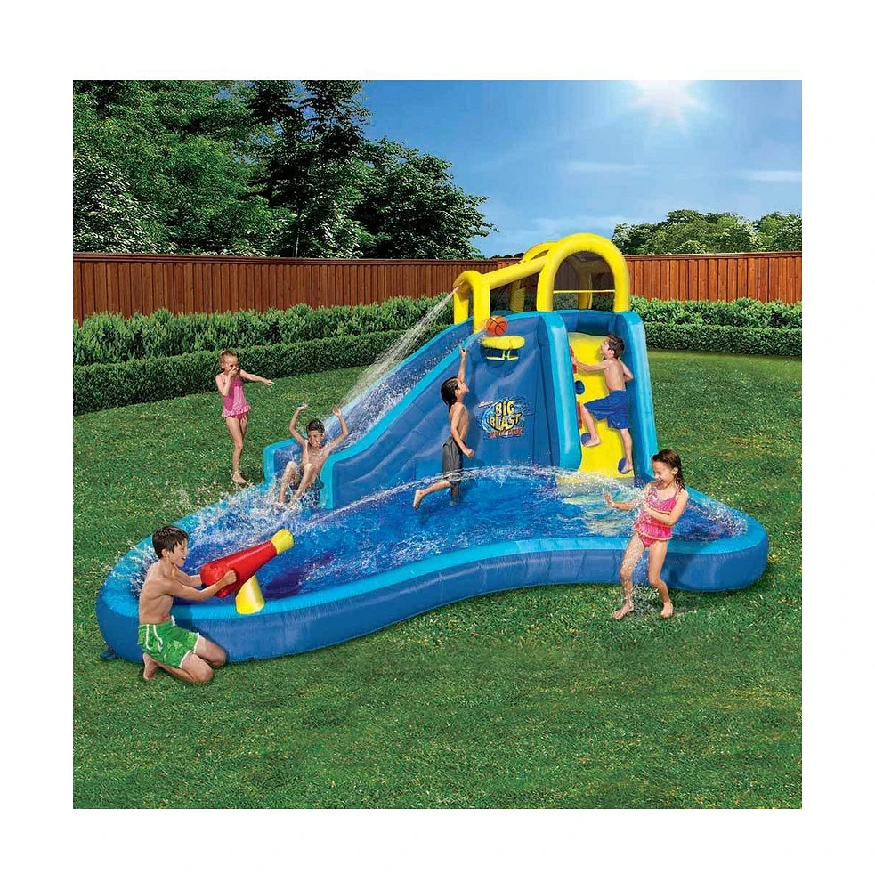 Banzai Inflatable Big Blast Splash Slide Lagoon Pool Outdoor Water Park (2 Pack)