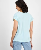 Style & Co Women's Lace-Trim V-Neck Short-Sleeve T-Shirt, Exclusively at Macy's