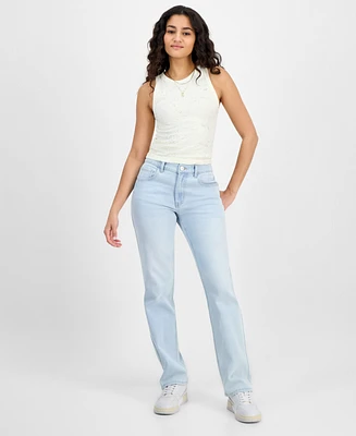 Dollhouse Juniors' High-Rise Baggy Straight-Leg Jeans
