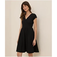 Pact Women's Fit & Flare Crossover Dress
