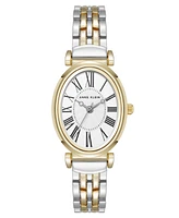 Anne Klein Women's Quartz Oval Roman Numeral Two-Tone Metal Alloy Watch, 25mm