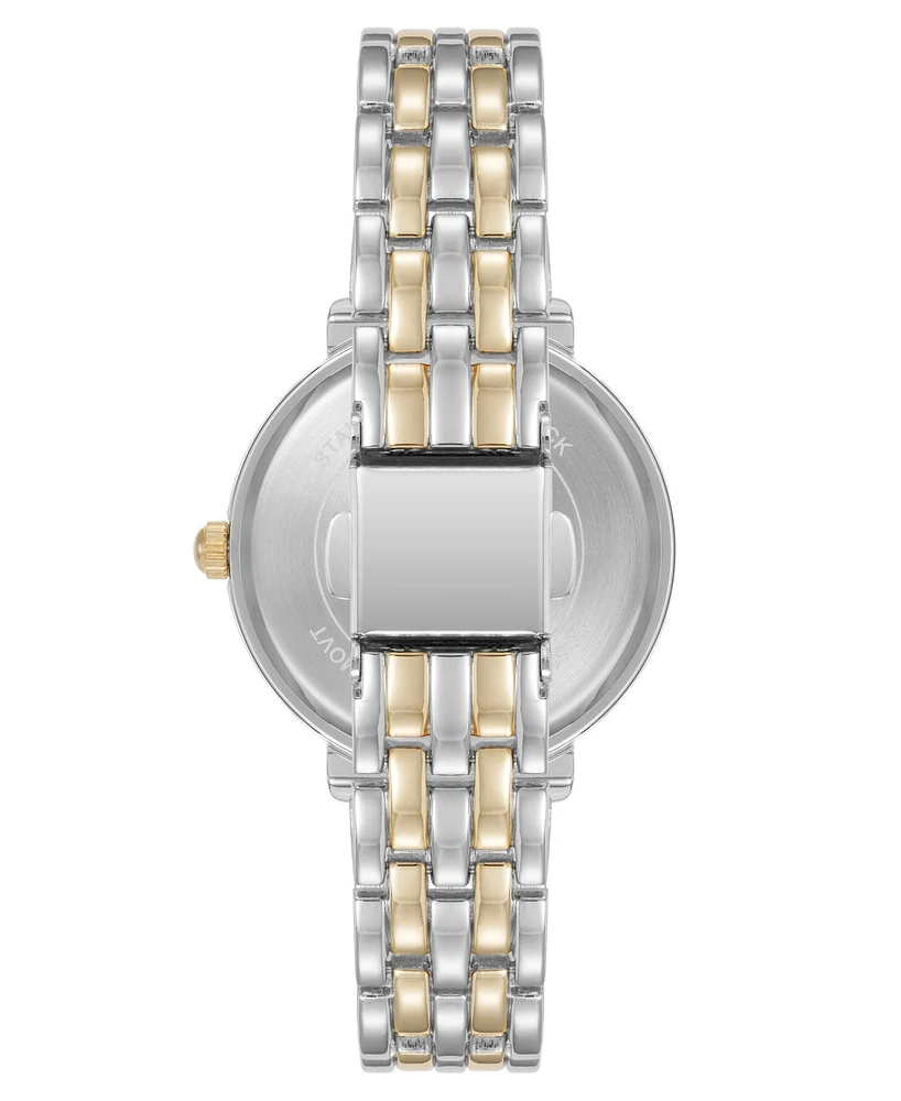 Anne Klein Women's Quartz Round Roman Numeral Two-Tone Metal Alloy and Black Dial Watch, 32mm