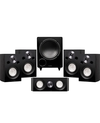 Fluance Reference Compact Surround Sound Home Theater 5.1 Channel Speaker System including 2-Way Bookshelf, Center Channel, Rear Speakers and