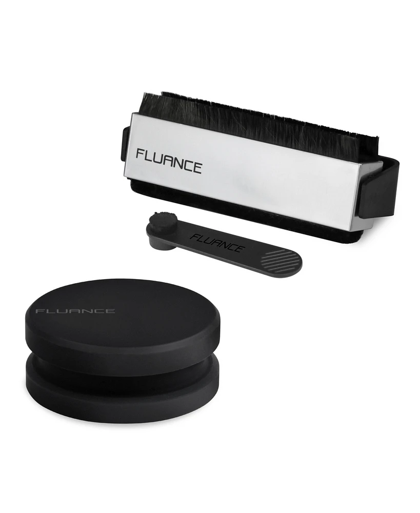 Fluance Vinyl Record Accessory Kit With Record and Stylus Anti-Static Carbon Fiber Brushes and Record Weight (VB52RW03)