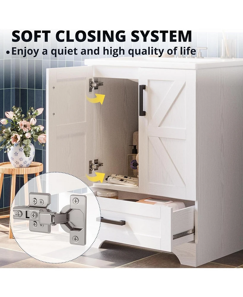 Bathroom Vanity with Sink, 24 Inch Farmhouse Bathroom Sink Cabinet