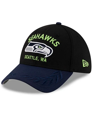 New Era Men's Black/College Navy Seattle Seahawks 2025 Nfl Draft 39THIRTY Flex Hat
