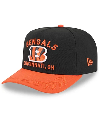 New Era Men's Black/Orange Cincinnati Bengals 2025 Nfl Draft A-Frame 9FIFTY Snapback Hat