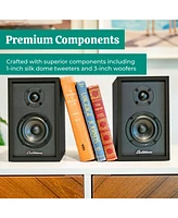 Electrohome Montrose, Upgradable Vinyl Record Player with Berkeley, Powered Bluetooth Bookshelf Speakers, 1" Tweeter & 3" Driver, for Warm N