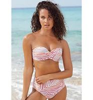 Lascana Women's Zebra Print Bandeau Bikini Swimsuit Top Bra Sizing