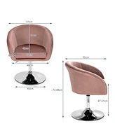 360 Degree Swivel Makeup Stool Accent Chair with Round Back and Metal Base