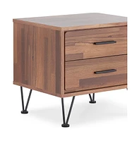 Modern Metal Bedside Table – Nightstand with Two Spacious Drawers for Bedroom Storage