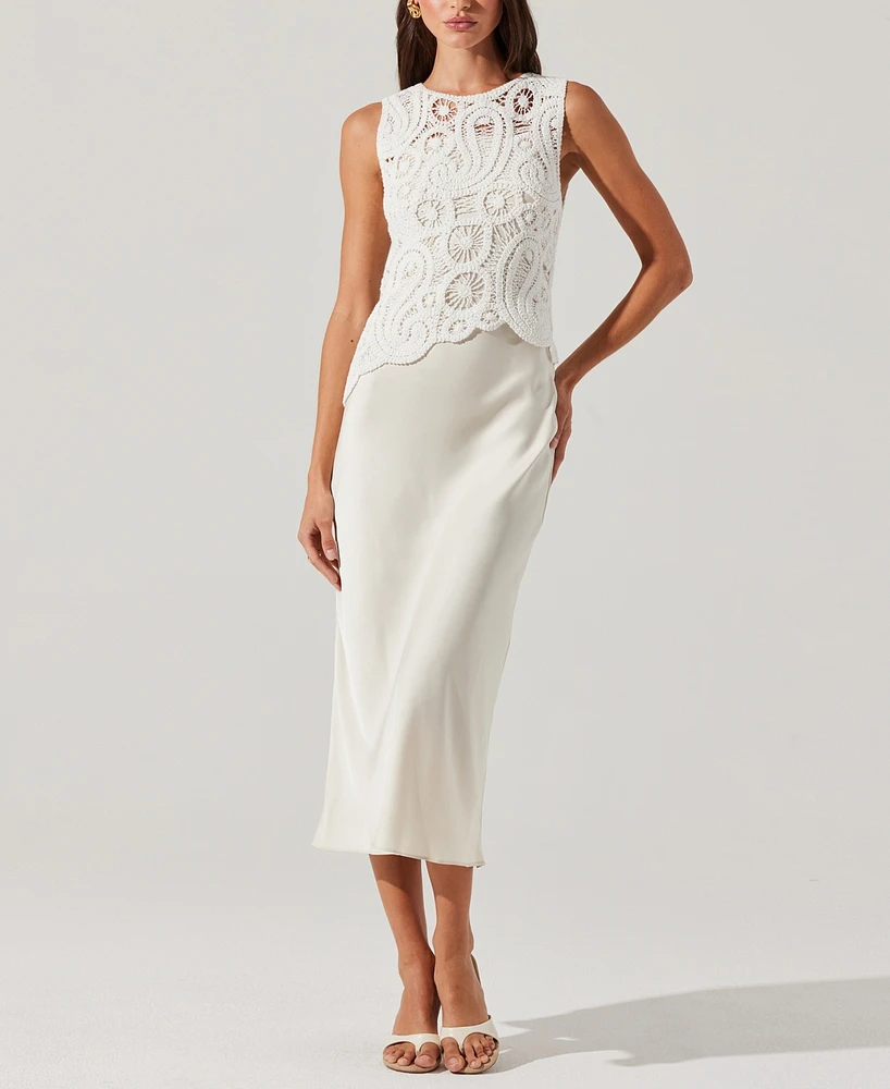 Astr the Label Women's Martina Crochet-Overlay Slip Dress