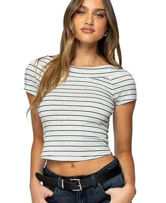 Edikted Women's Lihi Striped Boat Neck Top