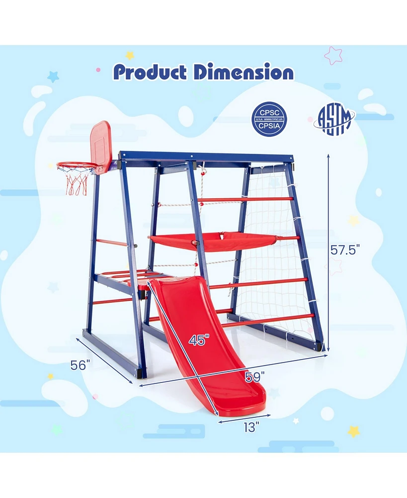 Multi-Function 7-in-1 Metal Climbing Set for Kids Ages 3 to 7 Years