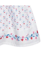 Hope & Henry Little Girls Sleeveless Bow Strap Border Hem Sundress