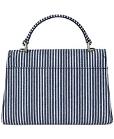 Lauren Ralph Lauren Striped Canvas Small Farrah Satchel