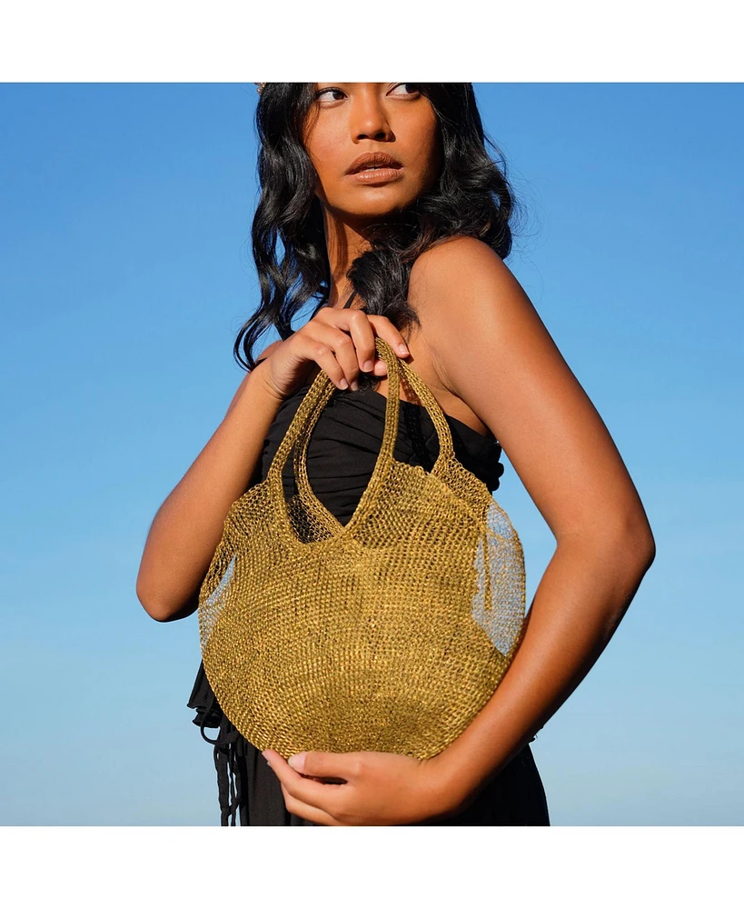 Sol Mesh Wire Tote Bag in Dark Gold