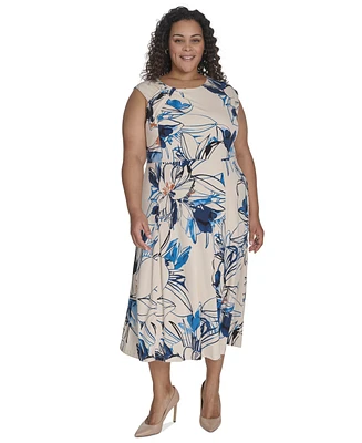 Calvin Klein Plus Asymmetric-Accent Midi Dress