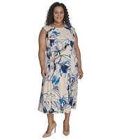 Calvin Klein Plus Asymmetric-Accent Midi Dress