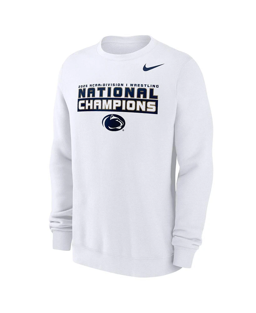 Nike Men's White Penn State Nittany Lions 2025 Ncaa Wrestling National Champions Club Fleece Pullover Sweatshirt