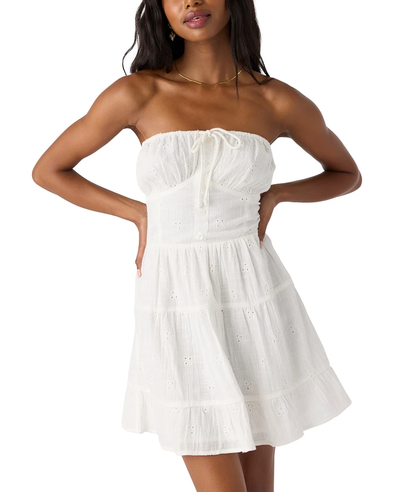 O'Neill Juniors' Naya Cotton Eyelet Strapless Mini Dress