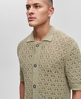 Hugo by Boss Men's Sommp Short Sleeve Knitted Textured Button-Front Shirt