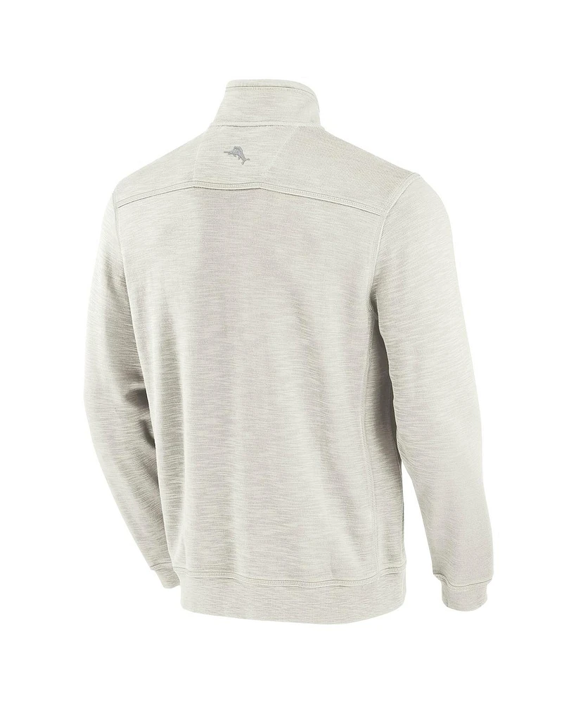 Tommy Bahama Men's Cream Los Angeles Dodgers Sport Tobago Bay Tri-Blend Half-Zip Sweatshirt