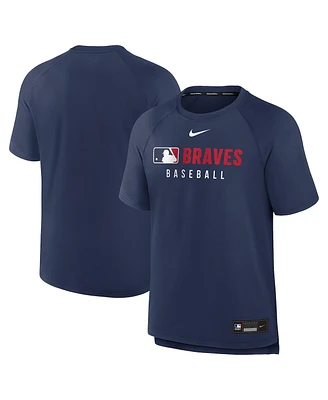 Nike Men's Navy Atlanta Braves Authentic Collection Pregame Raglan Performance T-Shirt