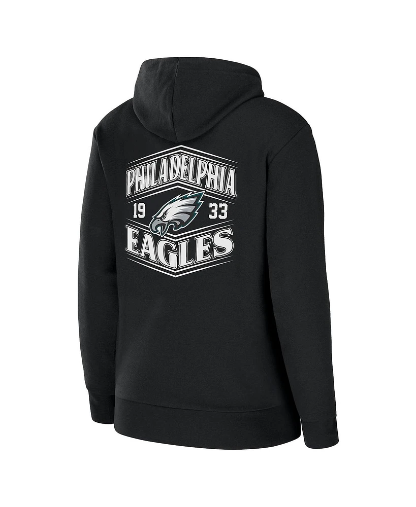 Wear by Erin Andrews Women's Black Philadelphia Eagles Angled Full-Zip Hoodie