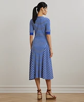 Lauren Ralph Lauren Petite Striped Waffle-Knit Cotton Henley Dress