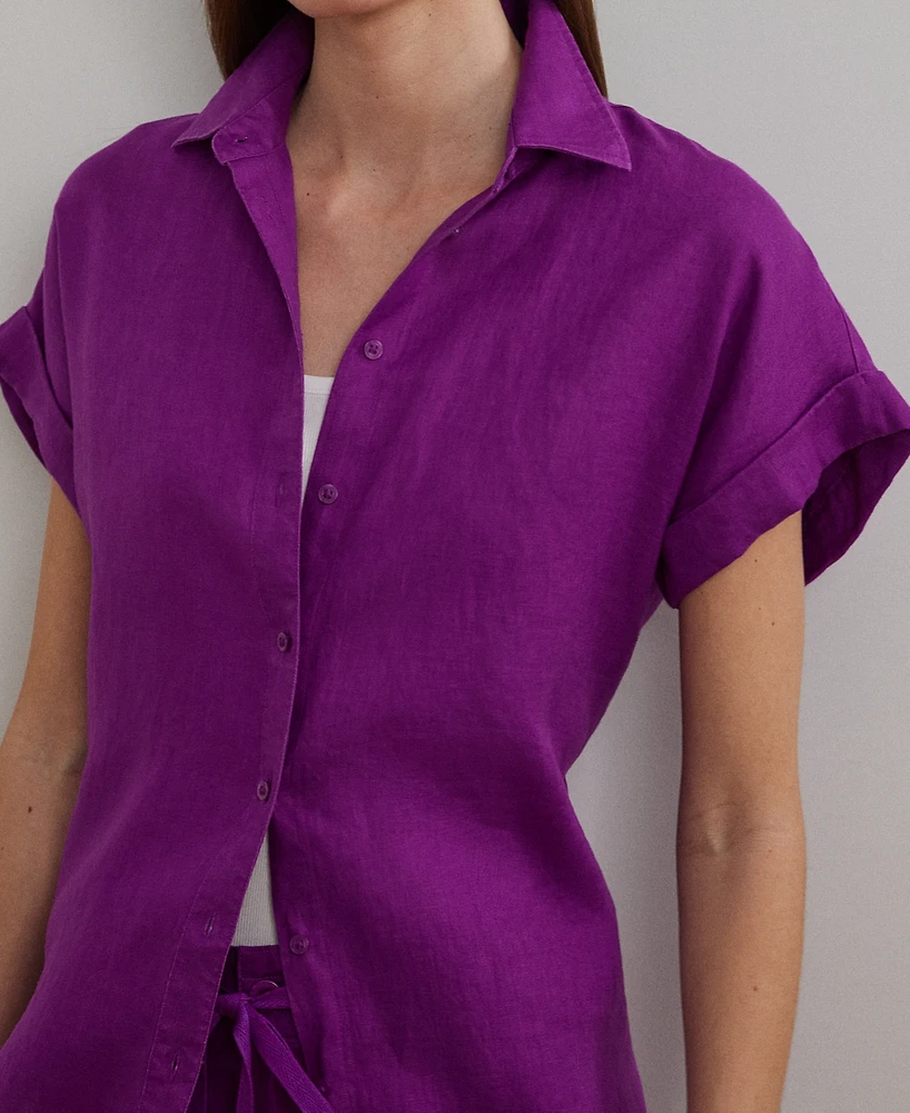 Lauren Ralph Petite Dolman Sleeve Linen Top