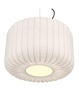 Jaime 18" Modern Pendant Chandelier Ceiling Light Fixture Dining Room Over Table Kitchen Island Foyer Drum Hanging Round Matte Black and White Metal H