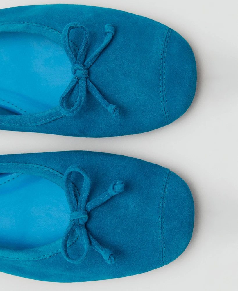 Mango Women's Bow Suede Ballerinas Shoes