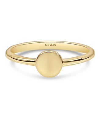Devata Round Disc Ring in 14K Gold, Size 7, approx. 2.0 grams