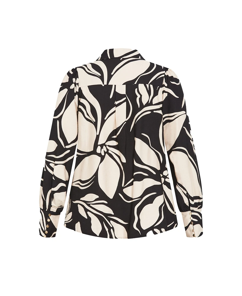 City Chic Plus Rosabella Print Shirt