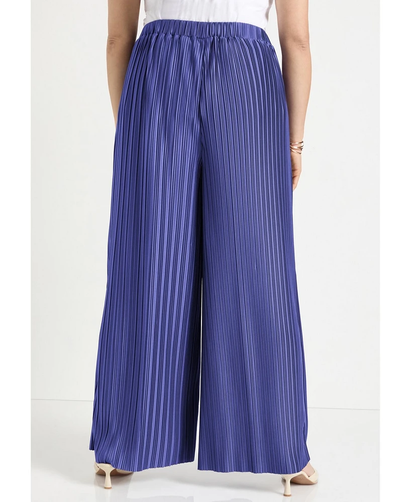 June + Vie Women's Plisse High-Rise Pants
