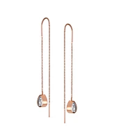 Bling Jewelry Set of 2 Geometric Minimalist Dangle Chandelier Earrings with Cz Teardrop Rose Gold Plated