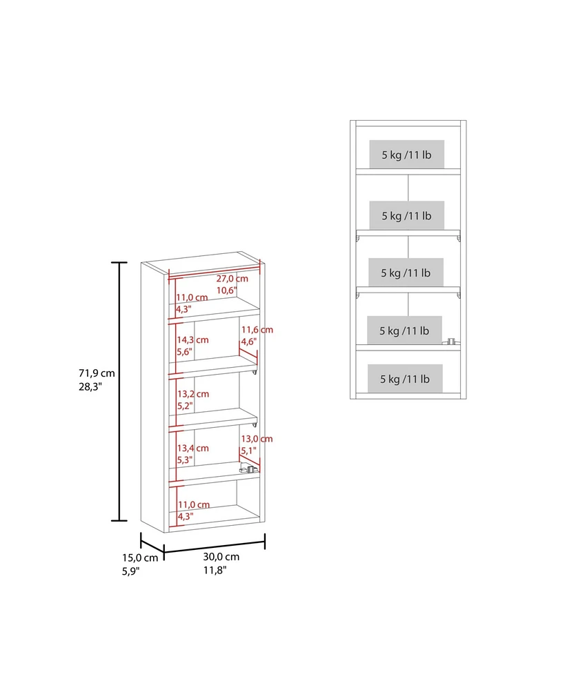 Pine Like Medicine Cabinet with Mirrored Door and Open Storage, White