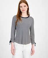 Tommy Hilfiger Women's Striped Ruched-Sleeve Top