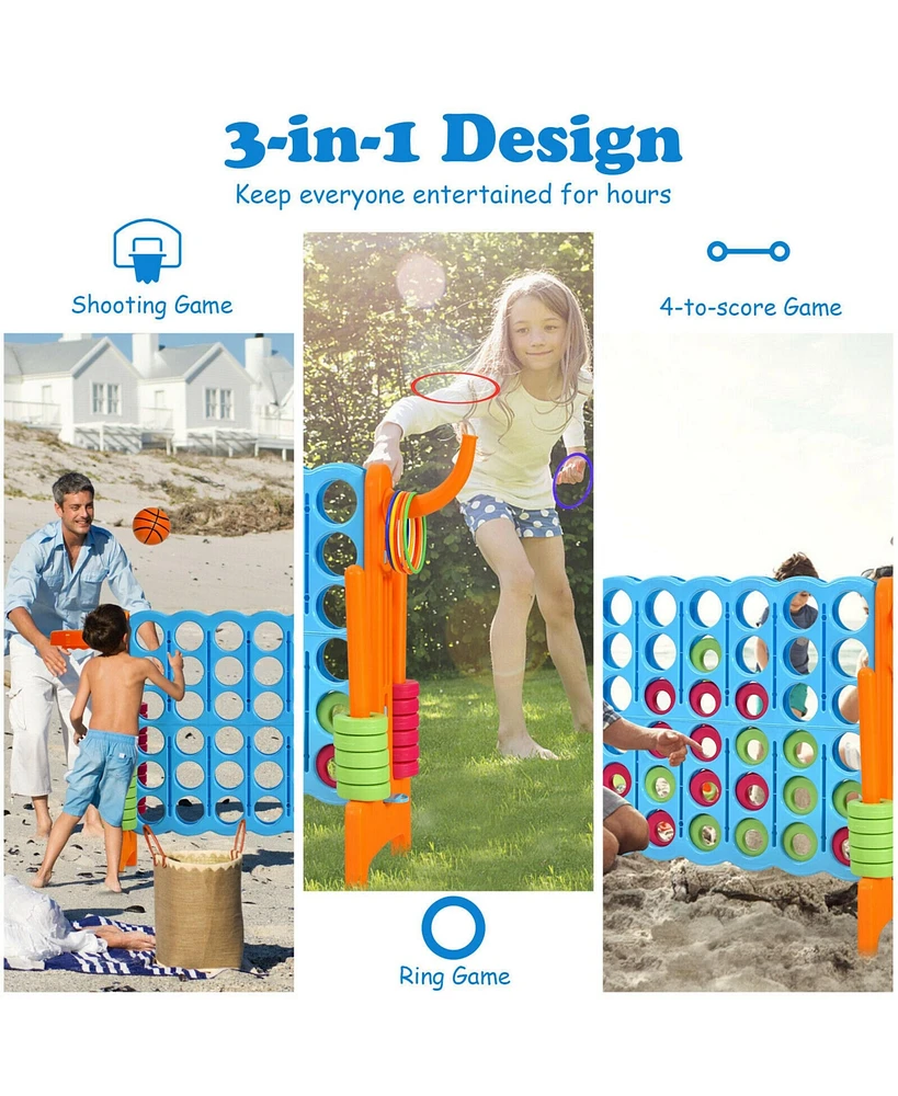 Gymax 2.5Ft 4-to-Score Giant Game Set Basketball Hoop Ring Game Indoor & Outdoor