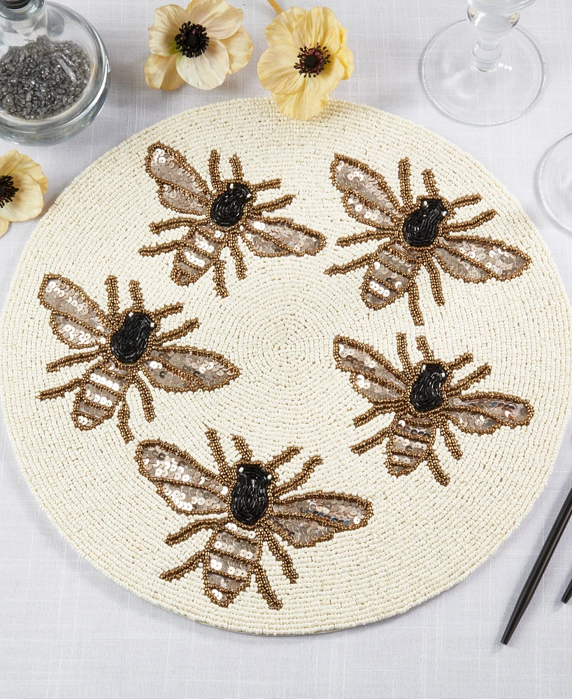 Saro Lifestyle Garden Buzz Beaded Placemats, 15" Round